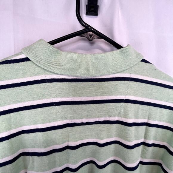 Chaps XL POLO Men's Shirt Green stripe Made in India Easy Care short sleeve - Picture 3 of 8